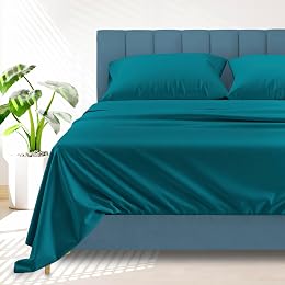 Ashton Sheets 100% Egyptian Cotton Sheets King Size - Luxury 1500 Series Prestige Collection King Sheet (4 PC, Teal), Soft, Cooling, Sateen Weave, Hotel Bedding, 17" Deep Pocket Bedsheet