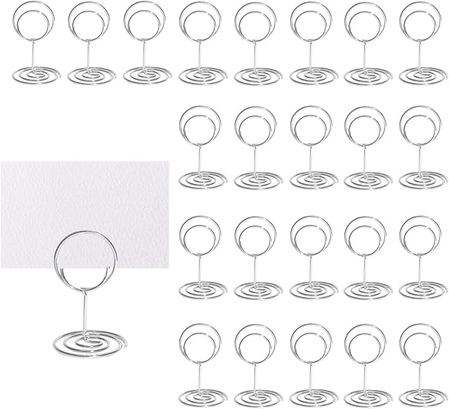 TriEco Table Number Holders for Wedding 24 Pieces 2 Inch Table Card Holders Mini Place Card Holders for Party Table Numbers, Name Tags, Food Labels, Photos