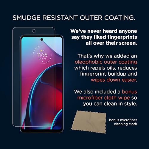 Miniatura 45 de Motorola Protector de pantalla para Moto G Power (versión 2021), resistente vidrio templado 9H, antihuellas dactilares, antiarañazos, antimanchas