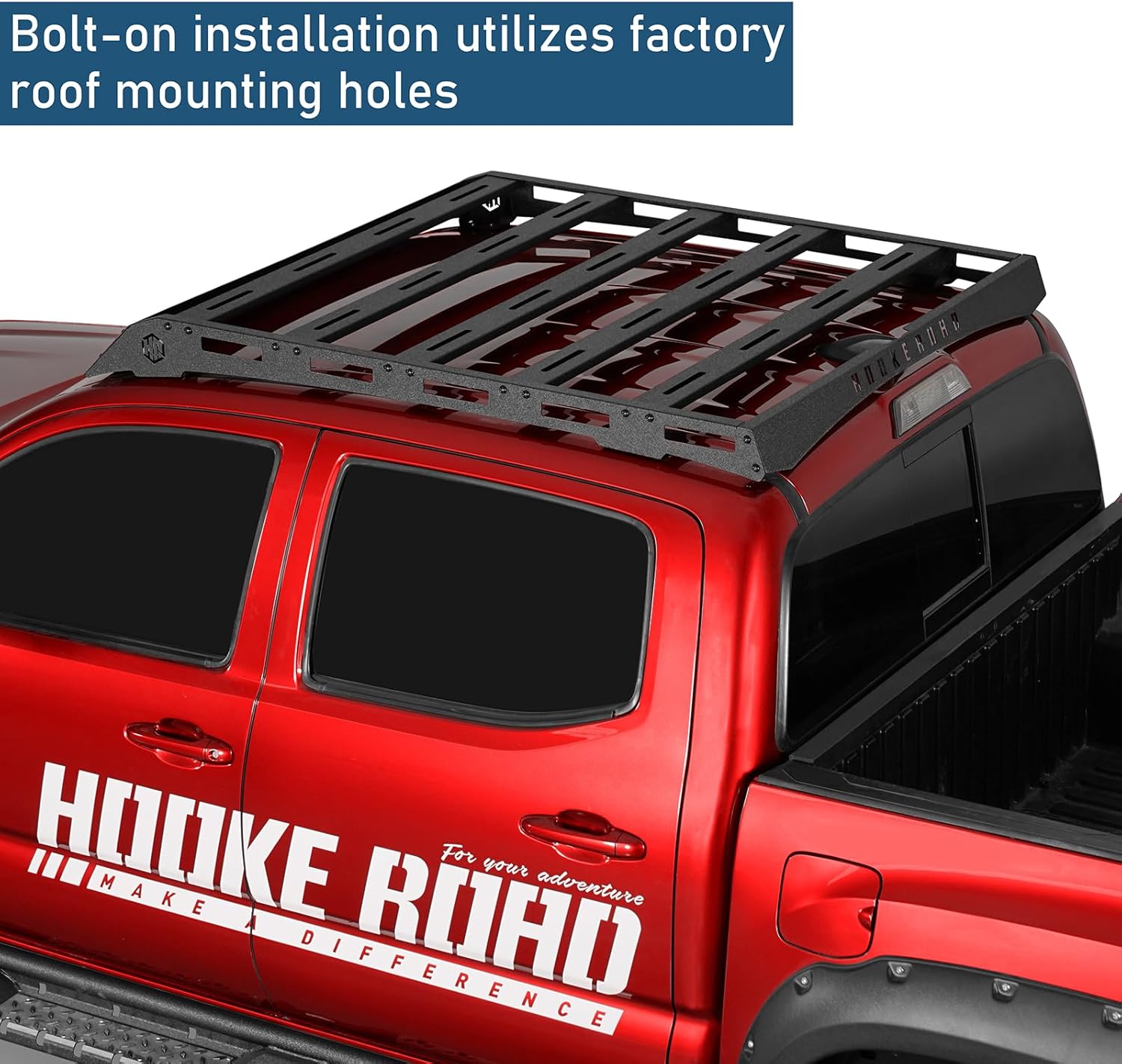 Hooke Road Tacoma Roof Rack for 2005-2023 Toyota Tacoma 2nd 3rd Gen (Double Cab Only) - Heavy Duty Steel Basket, Upper Storage for Outdoors Gear