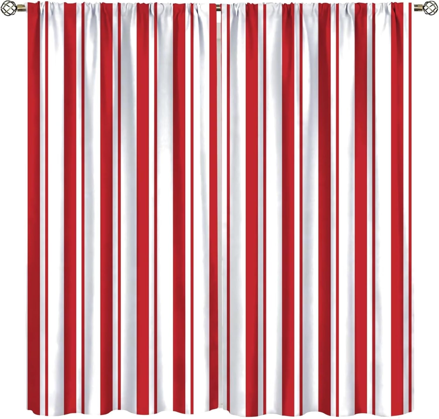 Fashions Highland Stripe Curtain Red and White Alternating Vertical Stripe IndoorOutdoor Artistic Rod Pocket Window Treatments for Bedroom Living Room Cafe Decor 84" W X 84" L