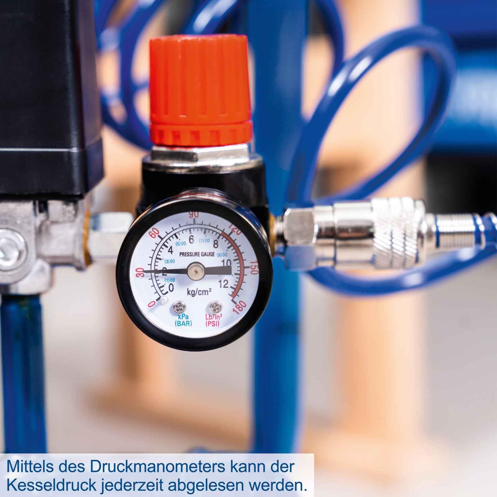 Scheppach Druckluft Kompressor HC30o | 14 tlg. Zubehör | ölfrei & langlebig | 1100W Leistung | 24L Kessel mit 8 bar Druck | 200l Luftleistung |Fahrvorrichtung, Druckminderer & Schnellanschlusskupplung