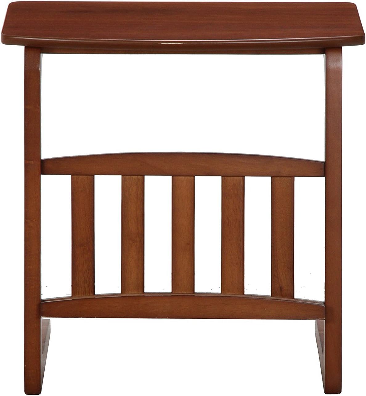 Fuji Boeki 96553 Norn Side Table, Width 21.7 inches (55 cm), Medium Brown, Magazine Rack Included, Wooden