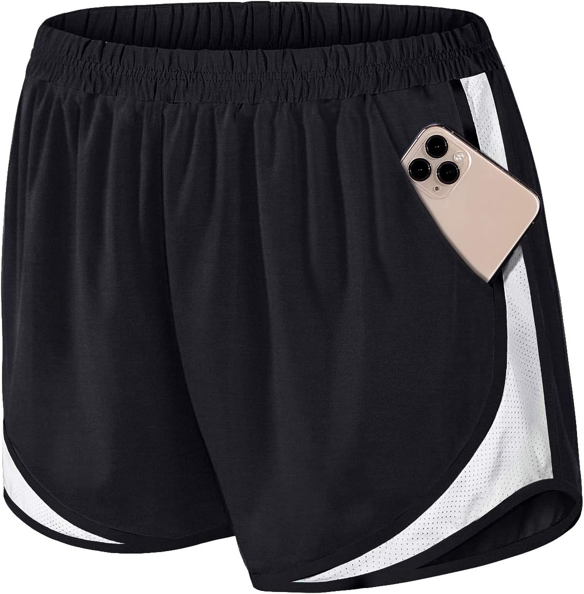 Fulbelle Running Shorts with Pockets Women Double Layer Athletic Workout Gym Shorts