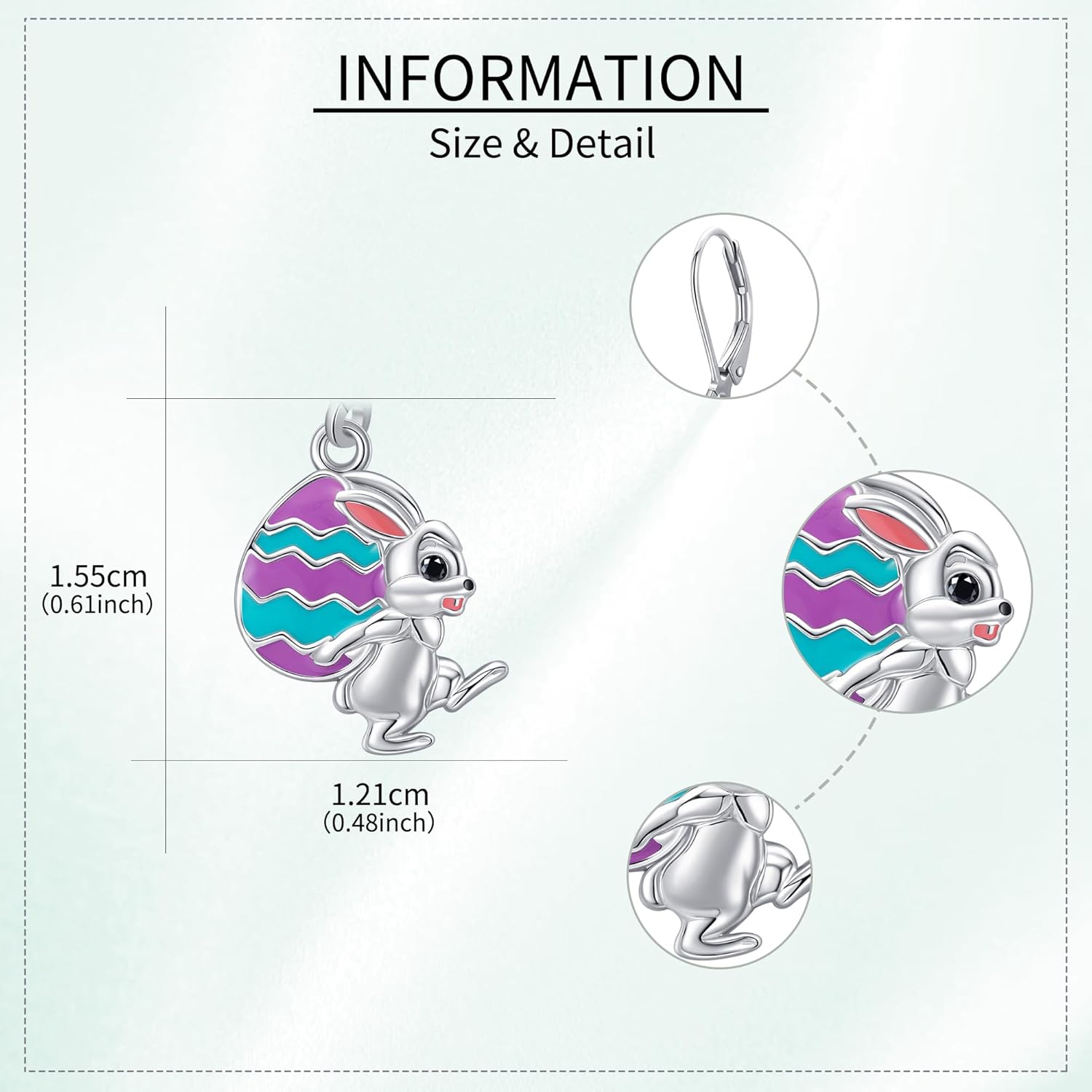 MONGAS Bunny Earrings Sterling Silver Easter Bunny Earrings Rabbit Easter Jewelry for Women - Image 3