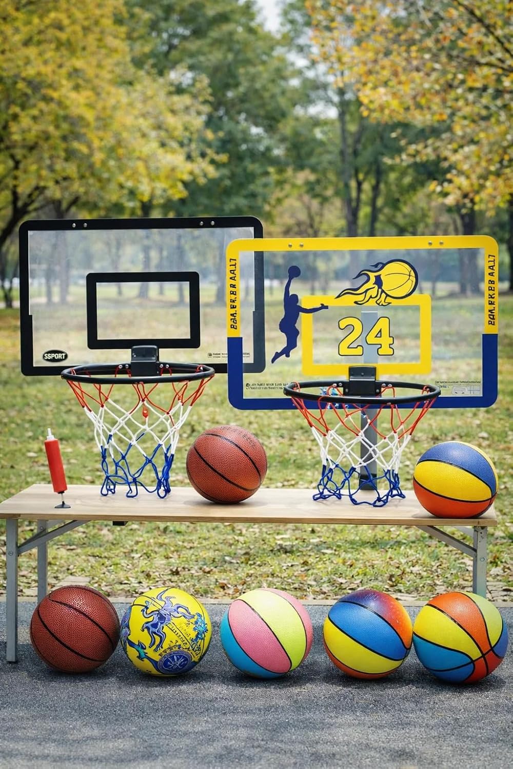 [mocoly]バスケットゴール 屋外用 - 耐久性、簡単設置、バスケット ゴールとボール付き