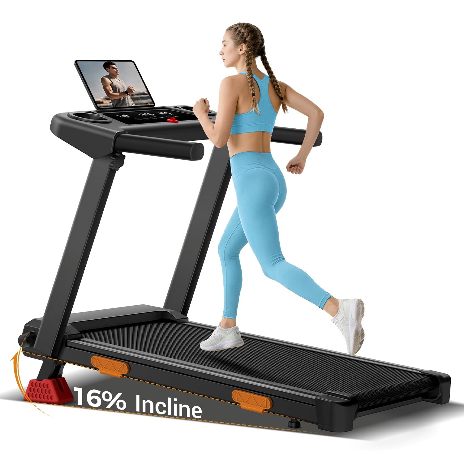 16% Treadmills for Home, Foldable Incline Treadmill with Handle