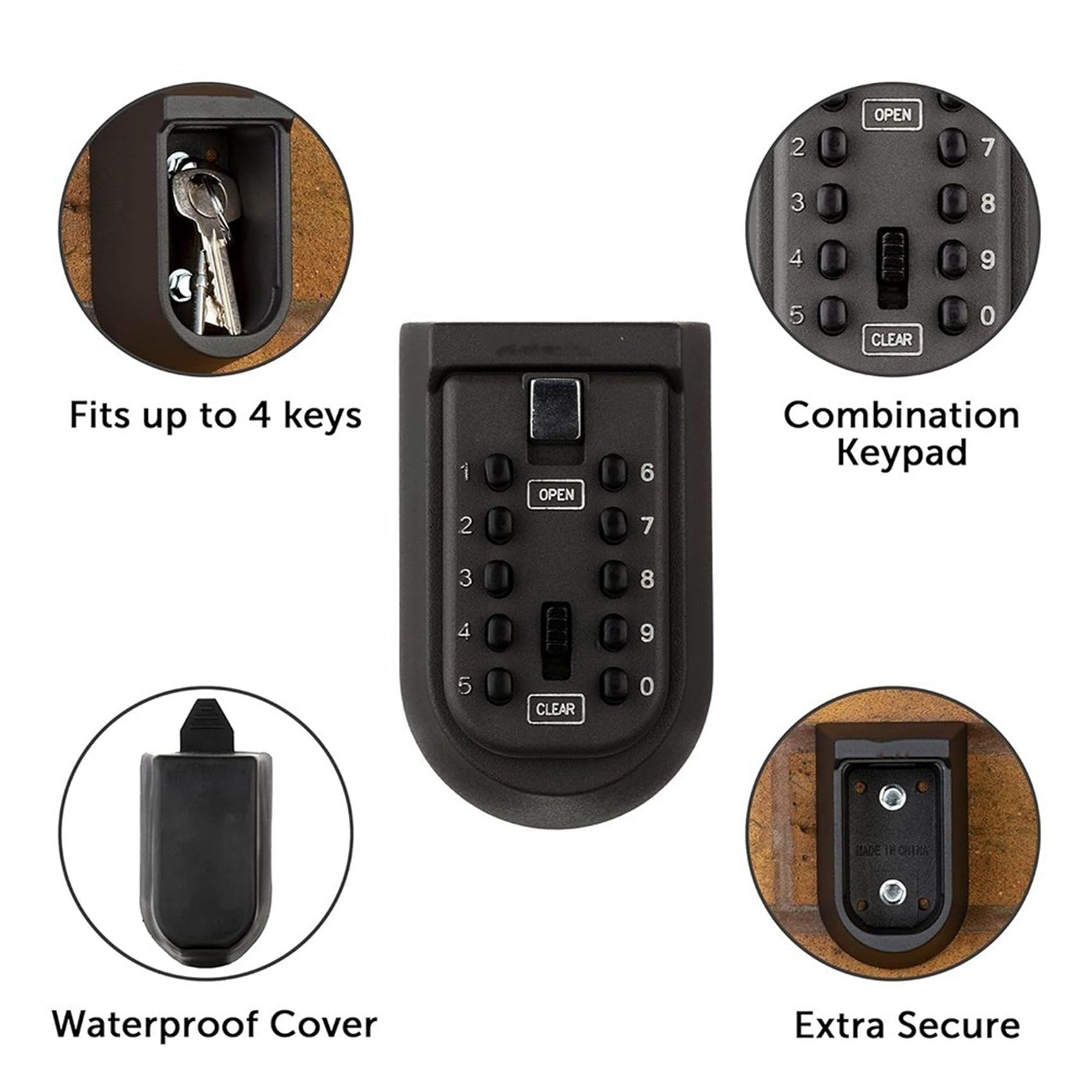 Wall-Mounted Key Safe for Home Use, 2-Pack with 10-Digit Lock