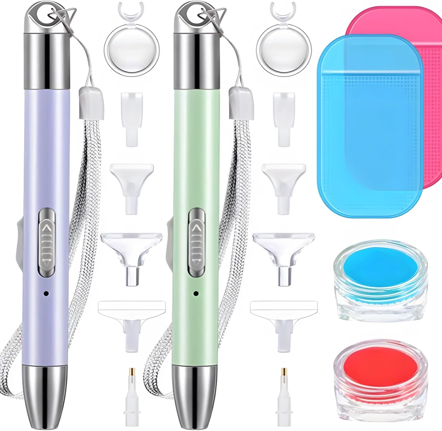 18-Piece Art Kit with Lighted Pens, USB Rechargeable, Includes 12 Tips, Clay Storage Boxes, and Non-Slip Pads