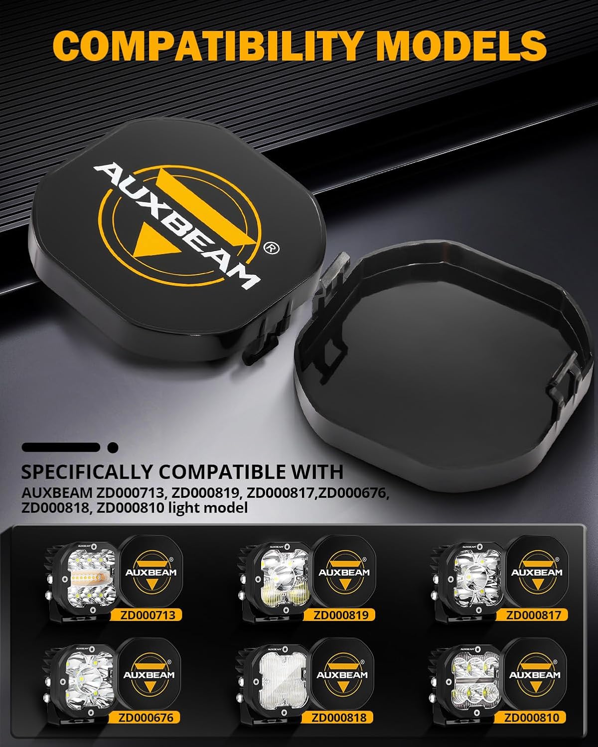 Auxbeam LED Pods 3 Inch 80W Amber Offroad Fog Lights, 9600LM Yellow/White/Black Covers Cube Flood Light 120° Wide Combo Driving Ditch Light for Trucks ATV UTV SUV with Wiring Hardness