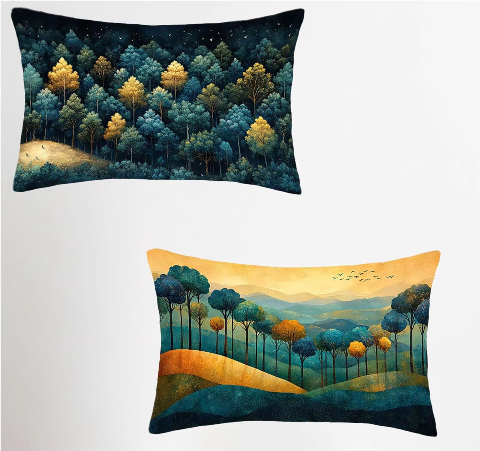Taie d'oreiller 40x70 cm lot de 2 en lin imperméable avec motif arbre