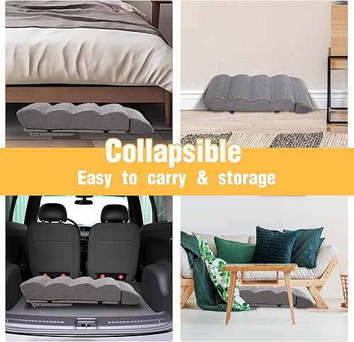 Miniatura 4 de SuleeMat Escaleras ajustables para perros para cama alta, escaleras portátiles plegables para mascotas para perros y gatos, 38 pulgadas de largo y