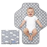 Baby Portable Changing Pad Travel - Waterproof Compact Diaper Changing Mat with Built-in Pillow - Lightweight & Foldable Changing Station, Newborn Shower Gifts Gray B