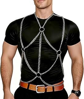 Men's Chest Belt Chain Body Costume Adjustable Goth Body Suit Fashion Mens Rave Outfit