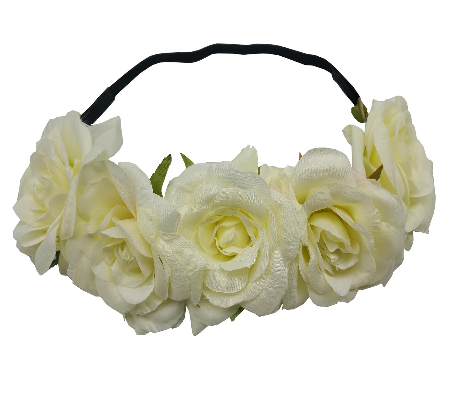 Sanrich Rose Flower Crown for Women, Girls - Headbands, Realistic Hair Crown, Floral Head Piece, Maternity Photoshoot Wreath (cream)