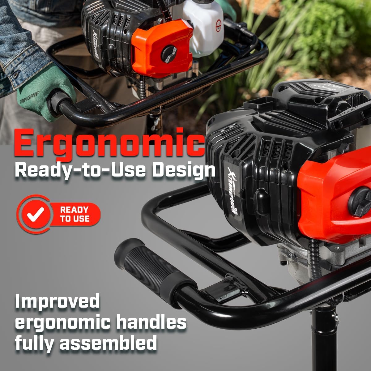 XtremePowerUS 52CC 2-Stroke Gas Powered Earth Auger, Post Hole Digger with 8" Bit, EPA Certified Heavy Duty Fence Post Hole Drill for Garden, Farm, Tree Planting