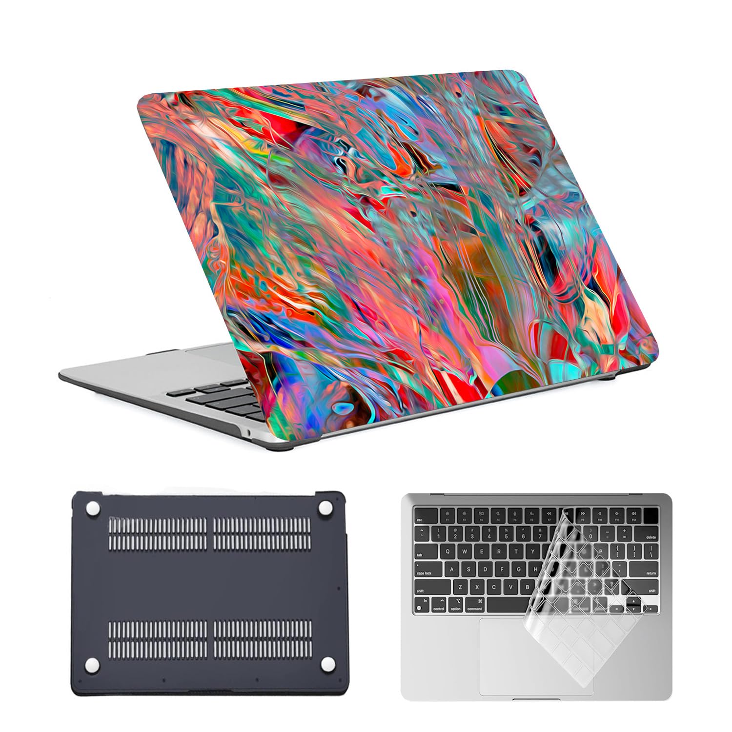 Funda MacBook Pro 15 2012-2015 A1398 rígida con protector teclado olas 8