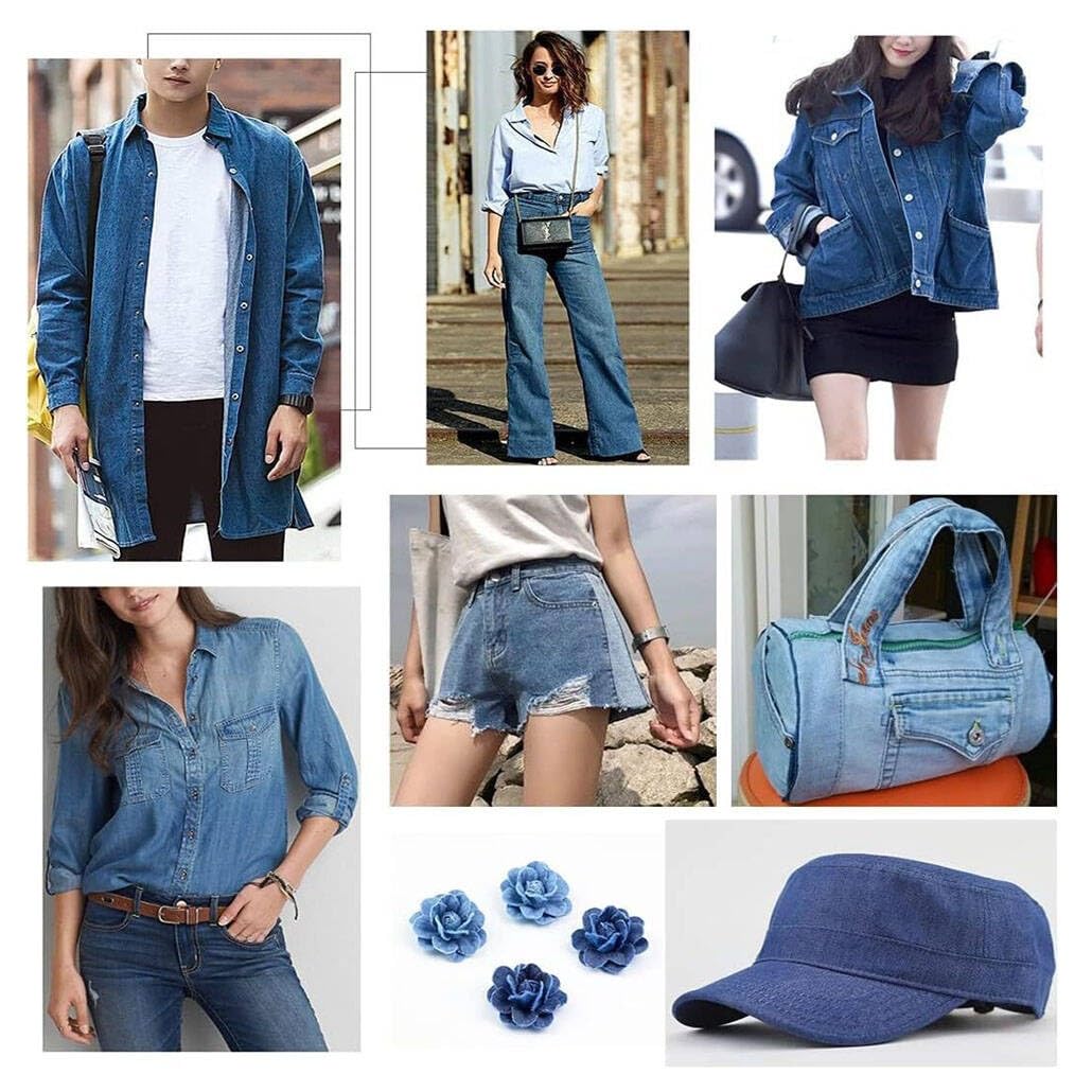 Tkanina By The Yard Jeans Tkanina Tło Kwiat nerkowca Sprany Żakardowy Denim Żakardowy Denim Tematyczna Tkanina dekoracyjna do tapicerki i akcentów domowych 150 cm szerokości