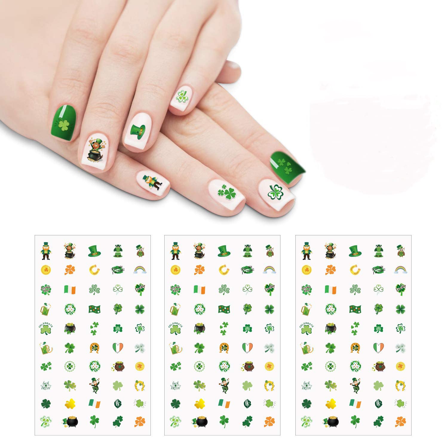 Amazon.com: Konsait St. Patrick's Day Decoration Luck of The Irish Nail Art  Stickers Decals (400pcs), Leprechaun Shamrock Nail Sticker False Nail Design  Self-Adhesive Nail Tips Decorations for Kids Girls Women : Beauty