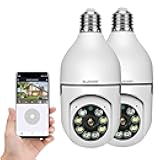 2Pcs Light Bulb Security Camera, 2.4Ghz & 5GHz Wifi 360° Pan/tilt Panoramic Wireless Indoor Light Socket Cameras Home Security Real-time Motion Detection Alerts Two Way Talk Full Color Night Vision