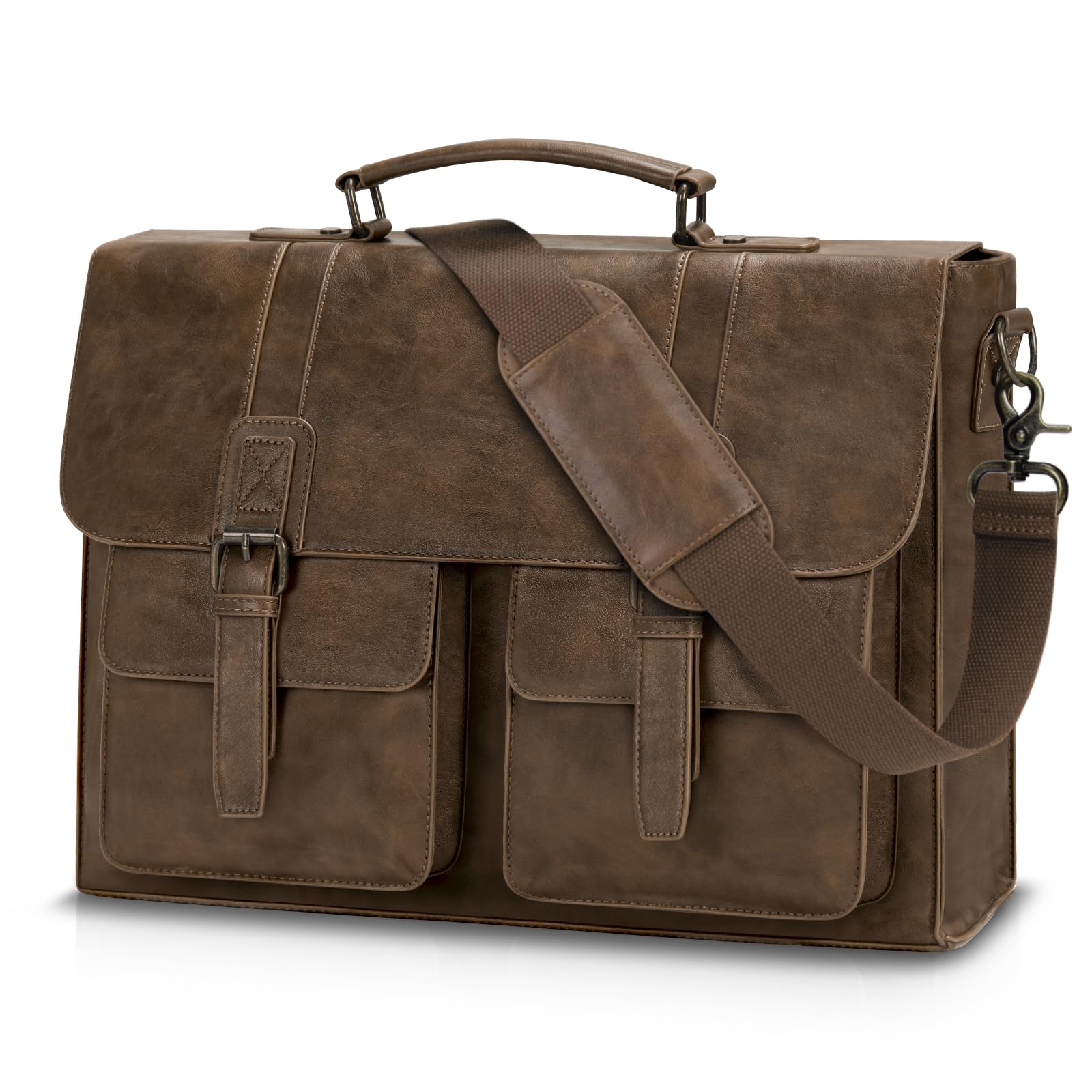 Vintage Messenger Bag Men 15.6 Inch Waterproof Laptop Bag Leather Briefcase for Men Computer Bag for Office Satchel