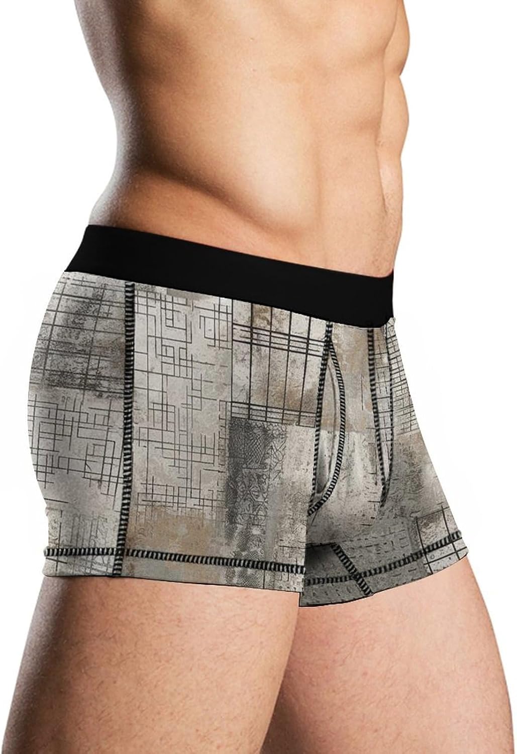 Gray And White Mens Boxer Briefs Short Breathable Underwear Trunks Soft Moisture-Wicking Boxer Shorts Novelty Underpants L