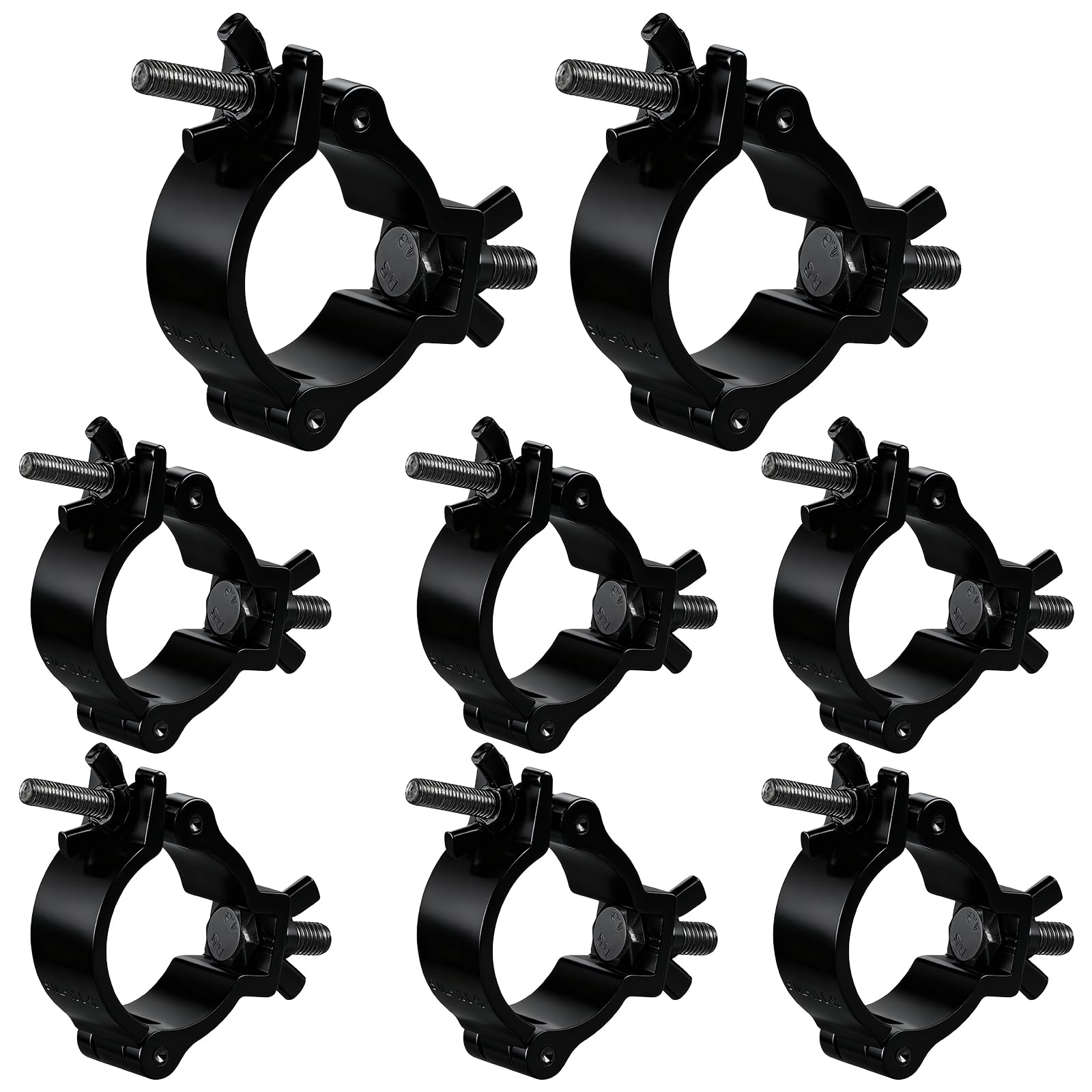 8 pinzas de travesaño, 48-52 mm, abrazadera de iluminación de escenario, receptor de truss, abrazaderas transversales, 100 kg de capacidad de carga para luces de escenario móviles y faros, color negro