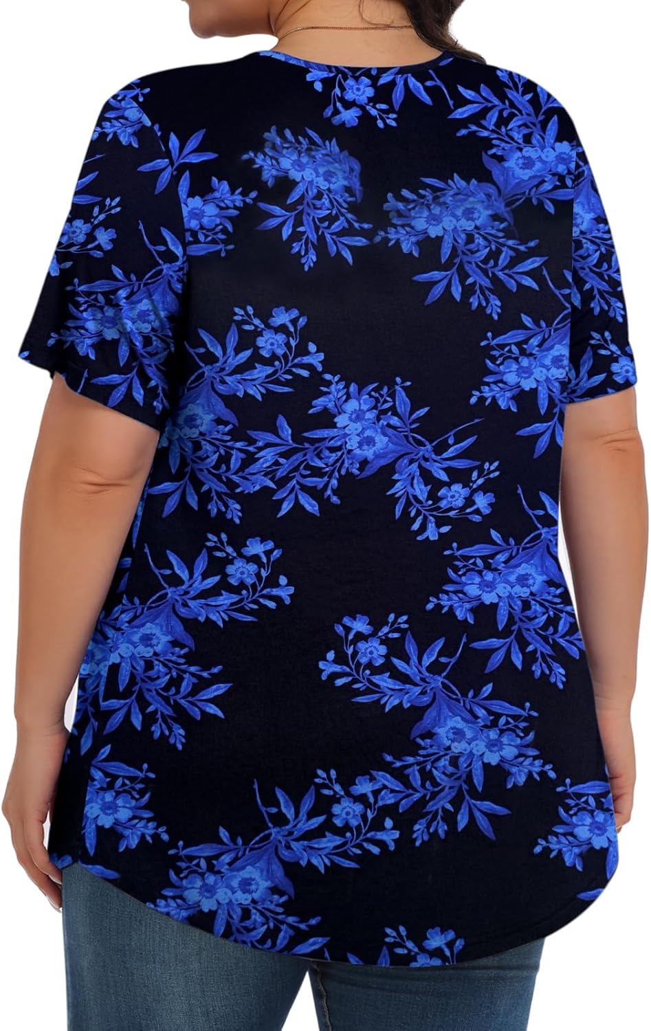 Womens Plus Size Tops Tunic Short Sleeve Crew Neck Shirts Casual Soft Blouse 1X-5X - Image 4