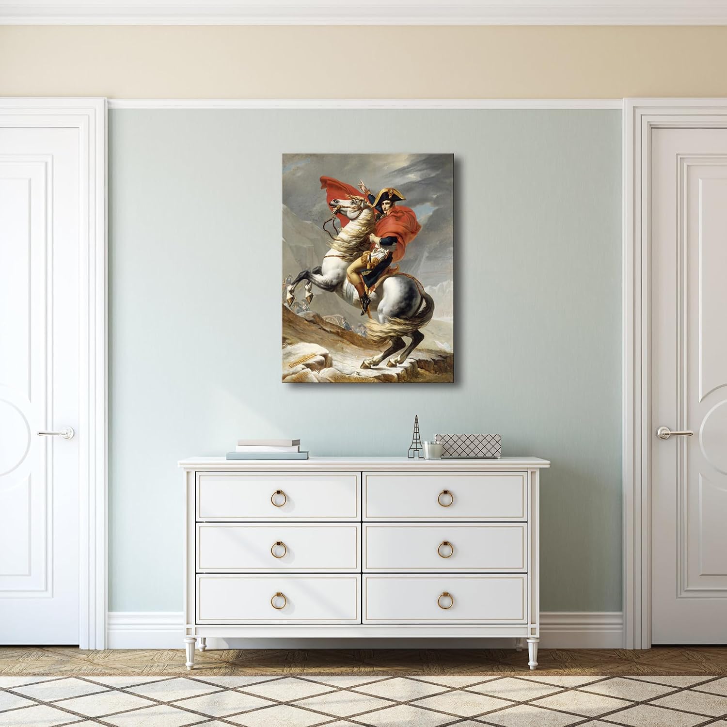 Wieco Art Napoleon Crossing The Alps of Jacques-Louis David Oil Paintings Reproduction Abstract HD Prints Wall Decor Classic Artwork for Home & Office Decoration