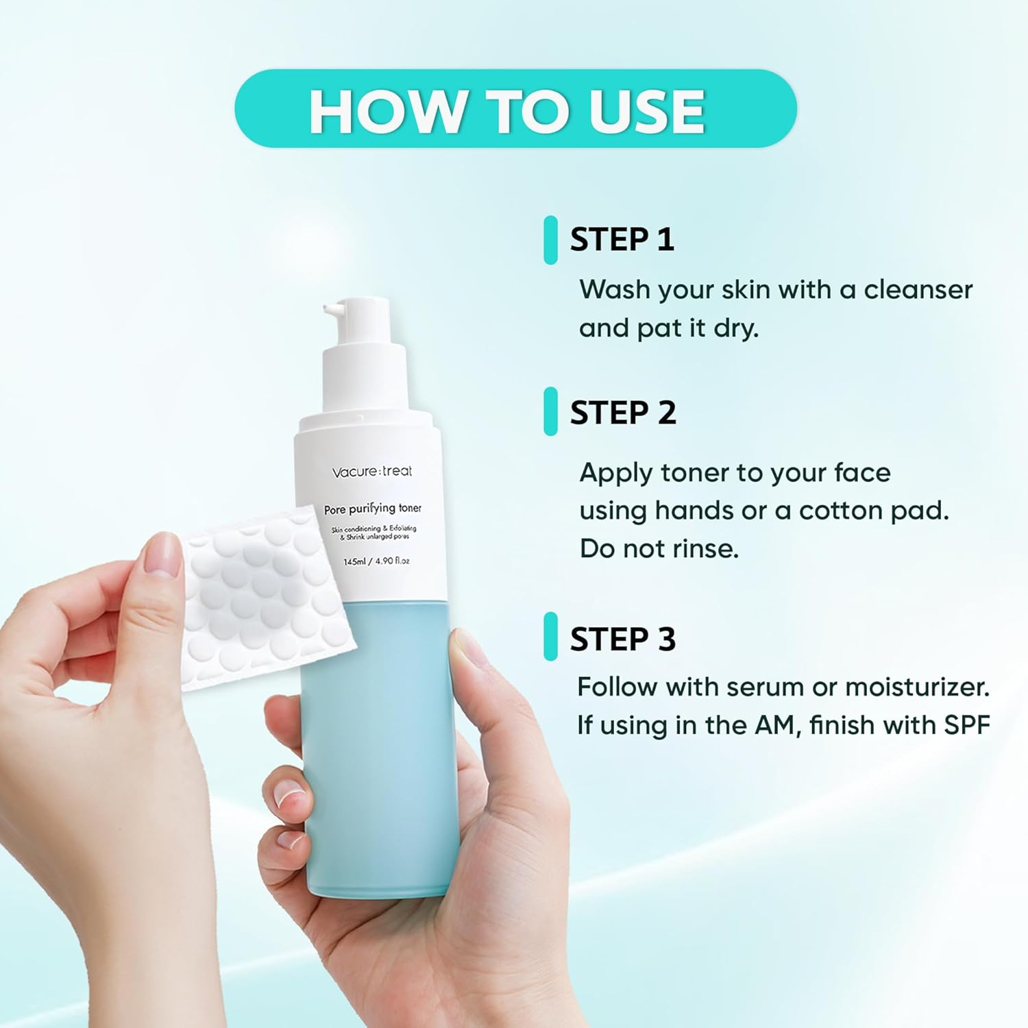 Hydrating Toner for Face with Niacinamide, AHA BHA PHA, Arginine, Centella, Green Tea, Refines Pore Appearance, Balances Skin, All Skin Types, 4.9 Fl. Oz (145ml), 1 Count - Image 6