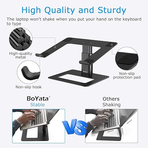 Miniatura 3 de BoYata Laptop Stand, Ergonomic Aluminum Height Adjustable Computer Stand Laptop Holder for Desk, Compatible with MacBook ProAir, Dell, Lenovo, HP,