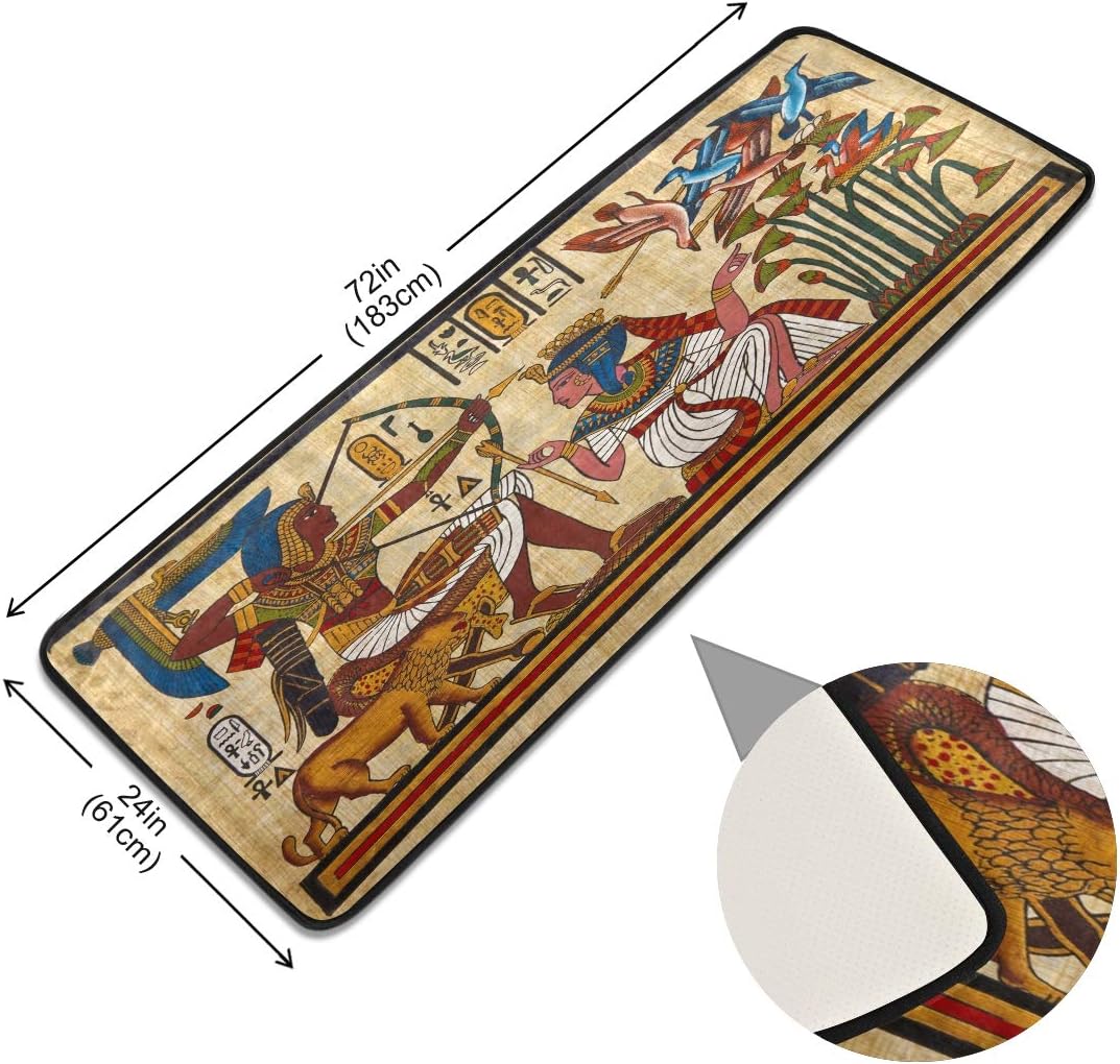 ALAZA Vintage Egyptian Papyrus Hieroglyph Art Collection Area Mat Rug Rugs for Living Room Bedroom Kitchen 2' x 6'