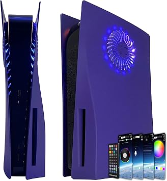 Faceplate for PS5 with RGB Light Strip and Dust Filter for Cooling Vents DOBEWINGDELOU 400+ Effects LED Light Ring Console Cover for PS 5 Disc Edition DIY Decoration Kit Accessories Purple