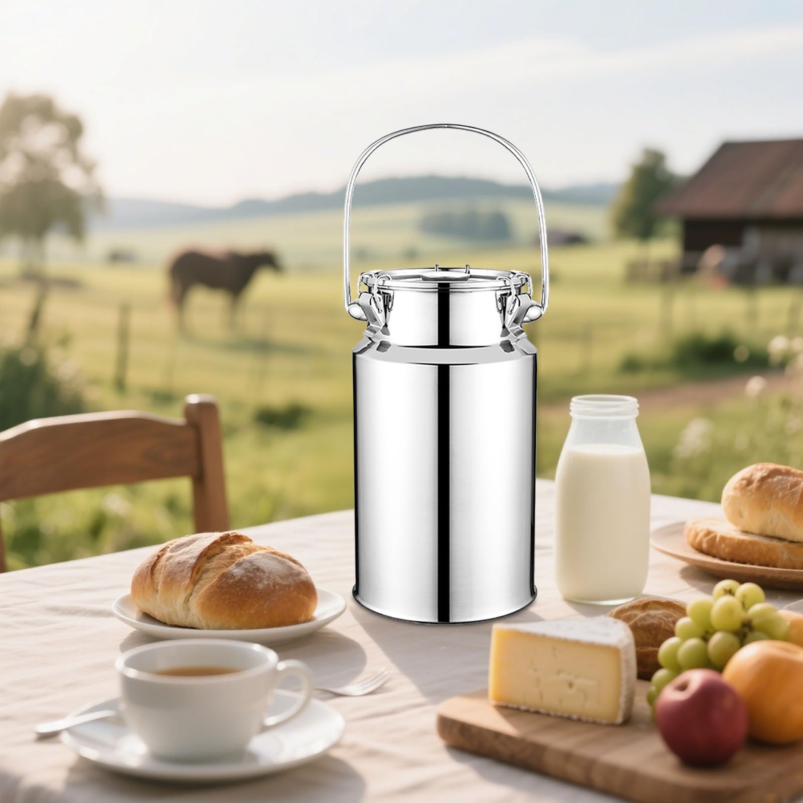 Adima Milch Transportkanne 201 Milch Transportkanne Mit DREI Verschlussclips Und Silikondichtung Molkerei Milch Kanne zum Transportieren oder zur Aufbewahrung,5L