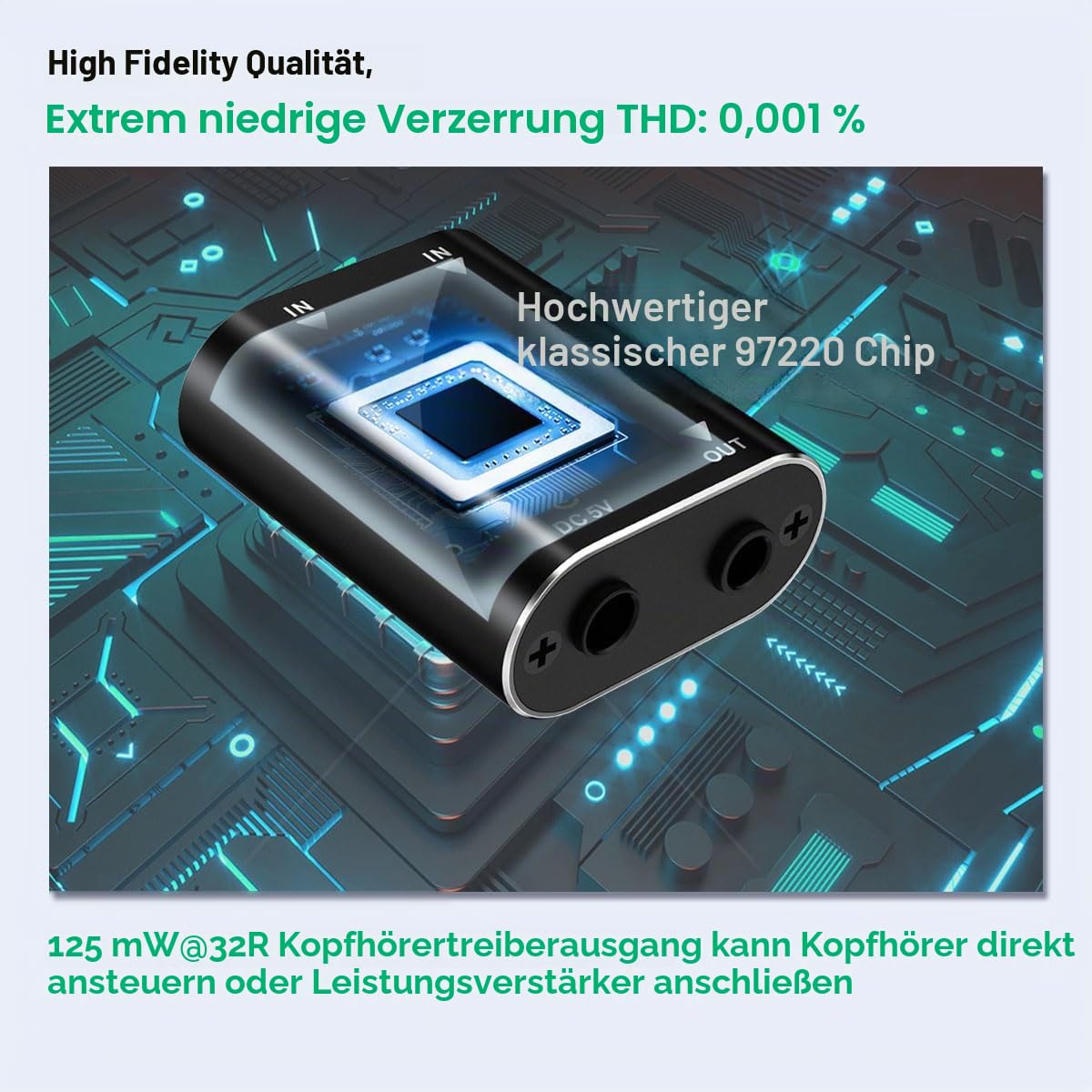 Cooidea 2-Kanal Stereo Audio Mixer - Metallgehäuse, AUX-Schnittstelle unterstützt 2 Eingänge und 1 Ausgang, Mini Mischpult inklusive 1 Meter Audio-Kabel - Für PC, Telefon, Laptop, Kopfhörer