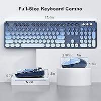 Vista 7 de MOFII Combo de teclado y mouse inalámbricos, teclado retro de tamaño completo con teclas redondas, diseño ergonómico para portátiles Windows 7, 8
