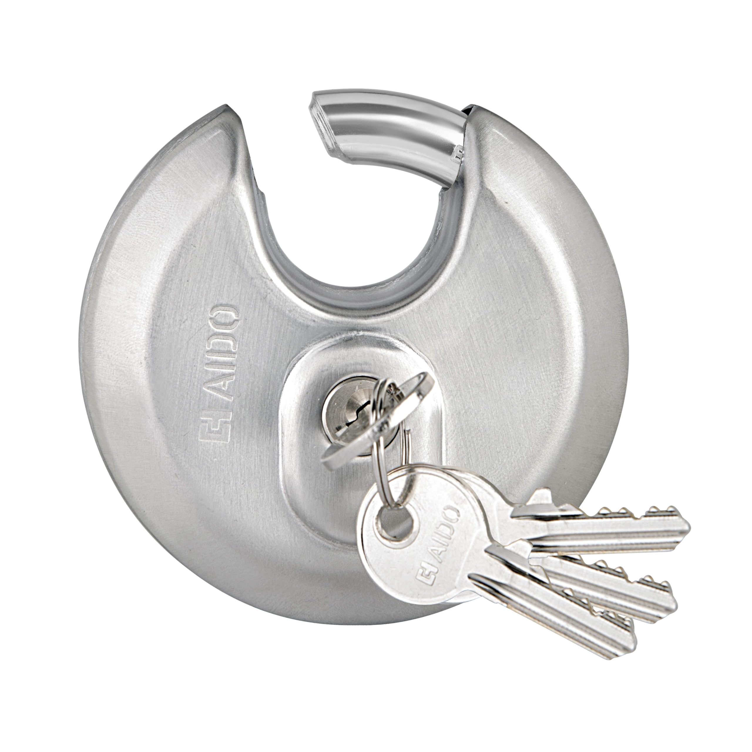 AIDO 70mm Heavy-Duty Disc Padlock | 4 Keys I Gates, Shops, Warehouse Shutters & Outdoor | Rust-Resistant | Anti-Sawing | Boron Shackle | 2-Year Warranty | Stainless Steel-image-38