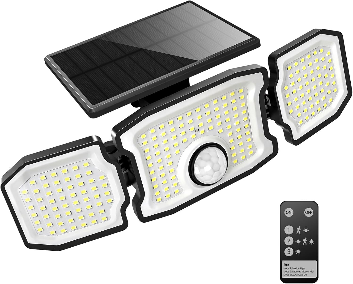 Solar Lights Outdoor Waterproof- 2800LM 200LED Solar Motion Sensor Lights, 3 Heads & 3 Modes Flood Lights, 270° Wide Angle Solar Powered Security Lights for Yard(1 Pack)
