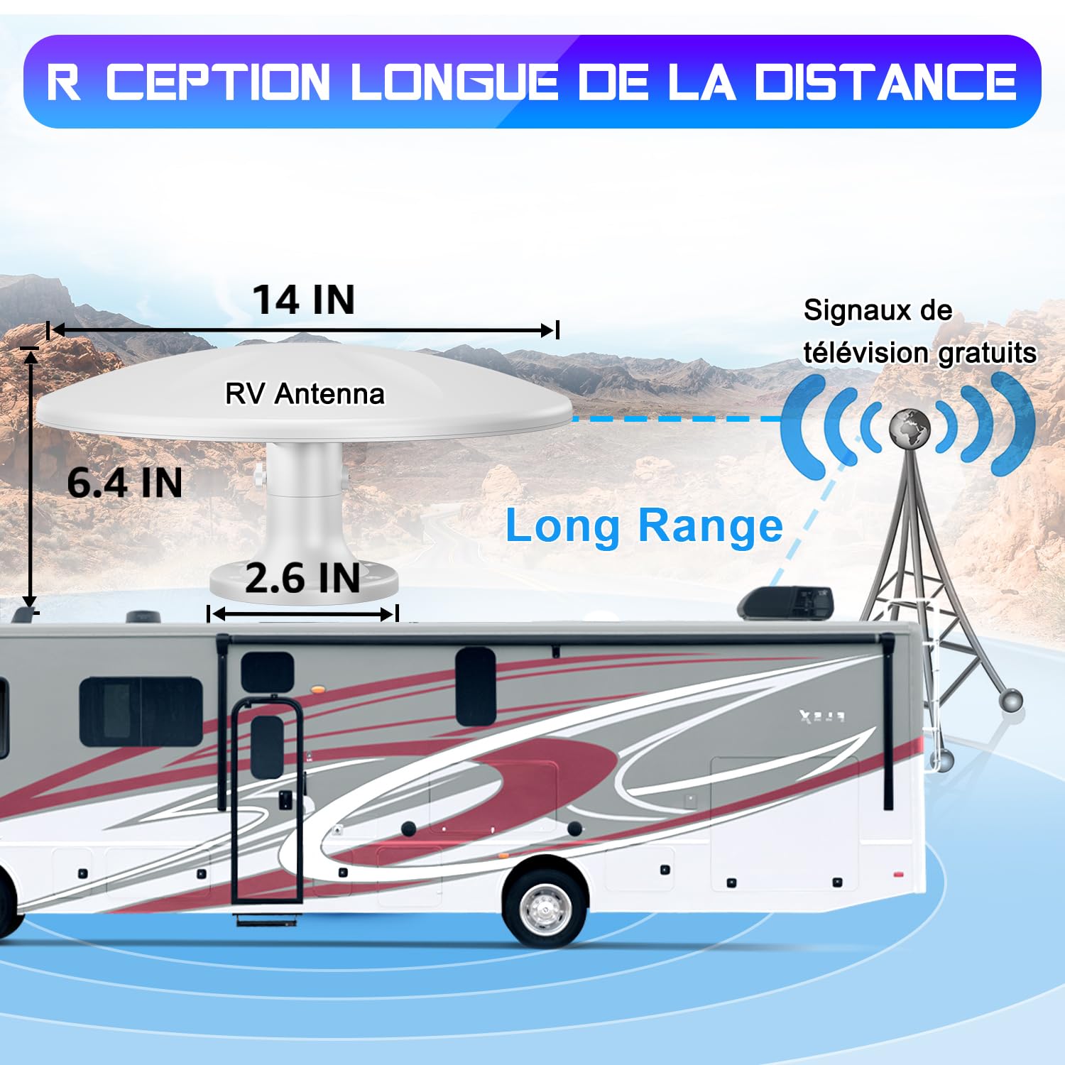 Antena de TV Interior TNT Potente, Antena de TV Exterior Potente de Señal de Alta Ganancia, Antenas TNT Exterior, Antena Omnidireccional TNT para Camping Caravana, Camión