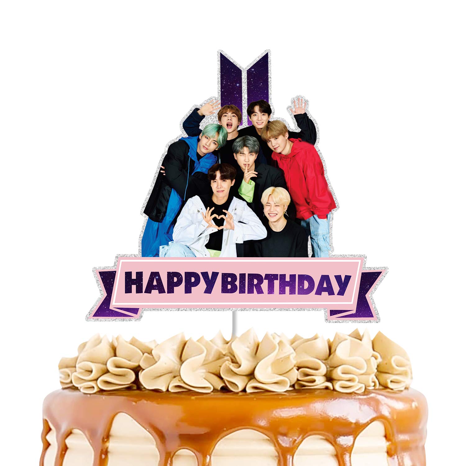 Bts Cake Topper Happy Birthday Cake Decor Bangtan Boys Birthday Party Supplies For Boys Girls Fans Amazon Com Grocery Gourmet Food
