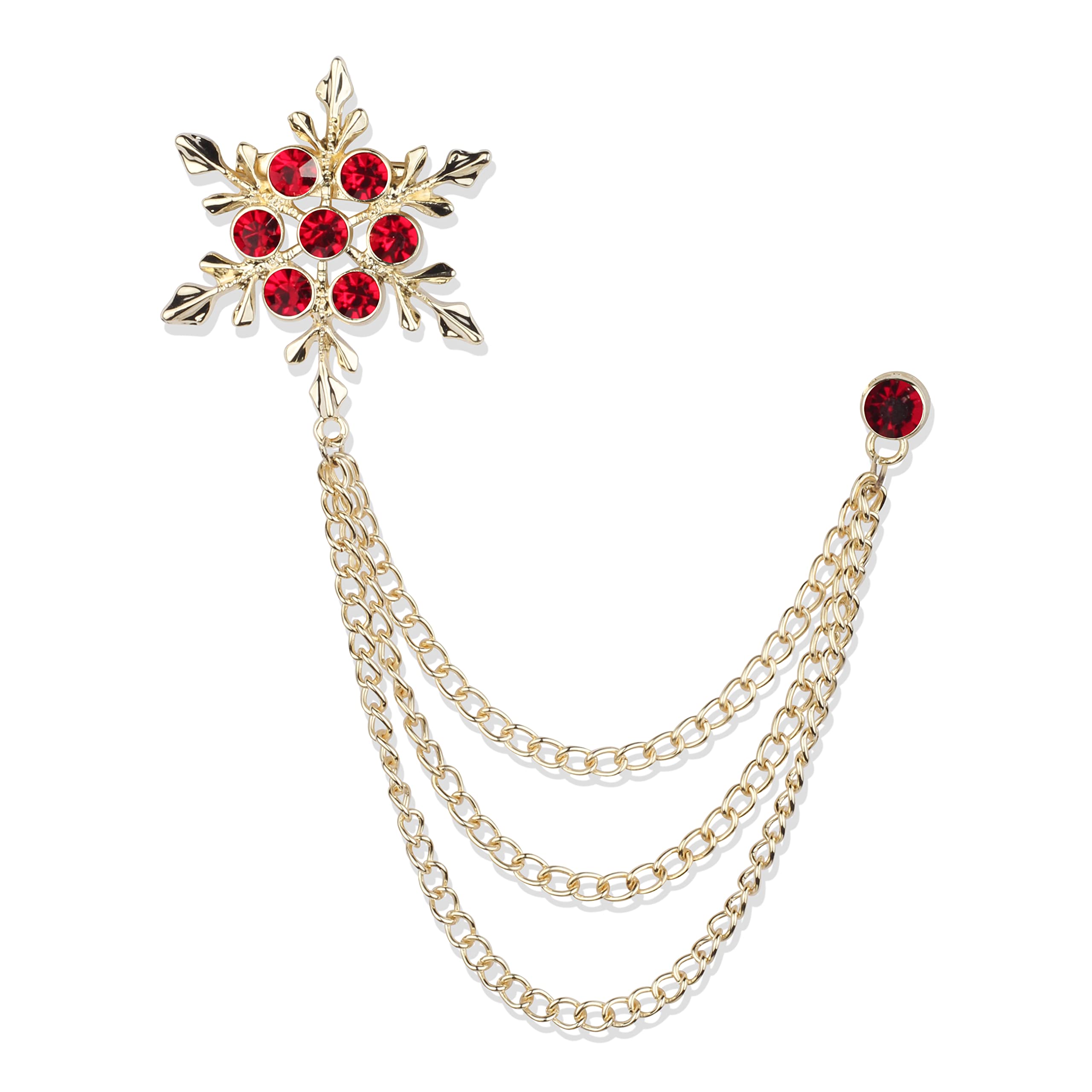 Panjatan Stone Studded Snow Flake Design with Golden Chain Pin Brooch for Men (Maroon) (B0B2LSM53N) Amazon Price History, Amazon Price Tracker