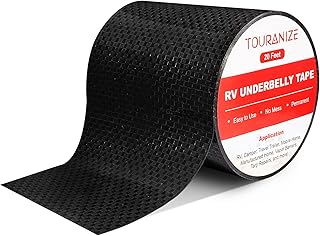 RV Underbelly Material RV Underbelly Tape, 4'' x 20' Waterproof Flex Belly Tape with Permanent Sealing Adhesive for Mobile Home, Camper Travel Trailer, Tear Repair Patch, Black
