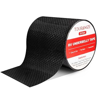 RV Underbelly Material RV Underbelly Tape, 4 x 20 Waterproof Flex Belly Tape with Permanent Sealing Adhesive for Mobile Home, Camper Travel Trailer, Tear Repair Patch, Black