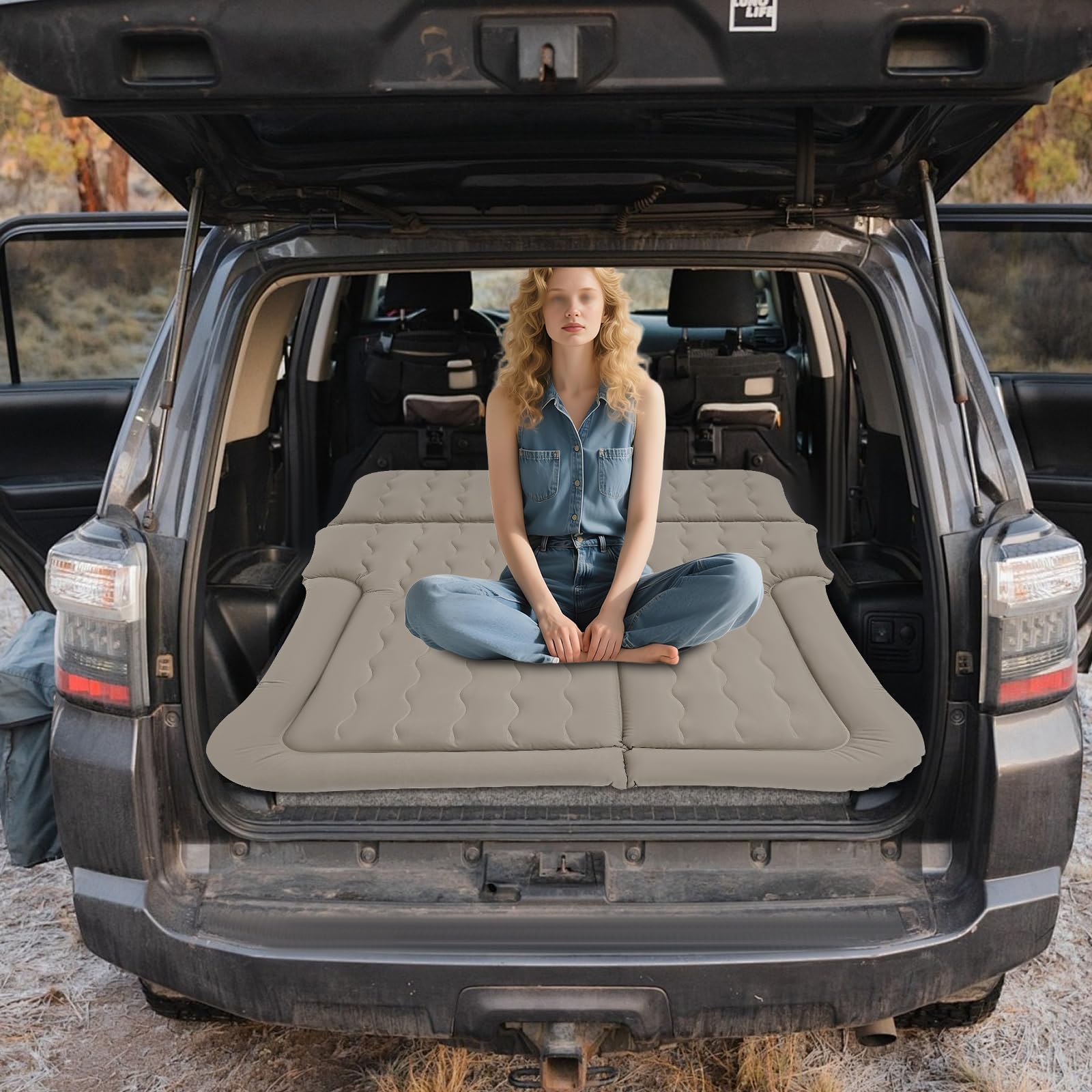 Materasso Matrimoniale ad aria per auto per SUV e campeggio 1,74 x 1,26 m | Deinungen Letto Gonfiabile con Pompa di Aria Elettrica 12V,due cuscini, materasso ad aria spesso per campeggio