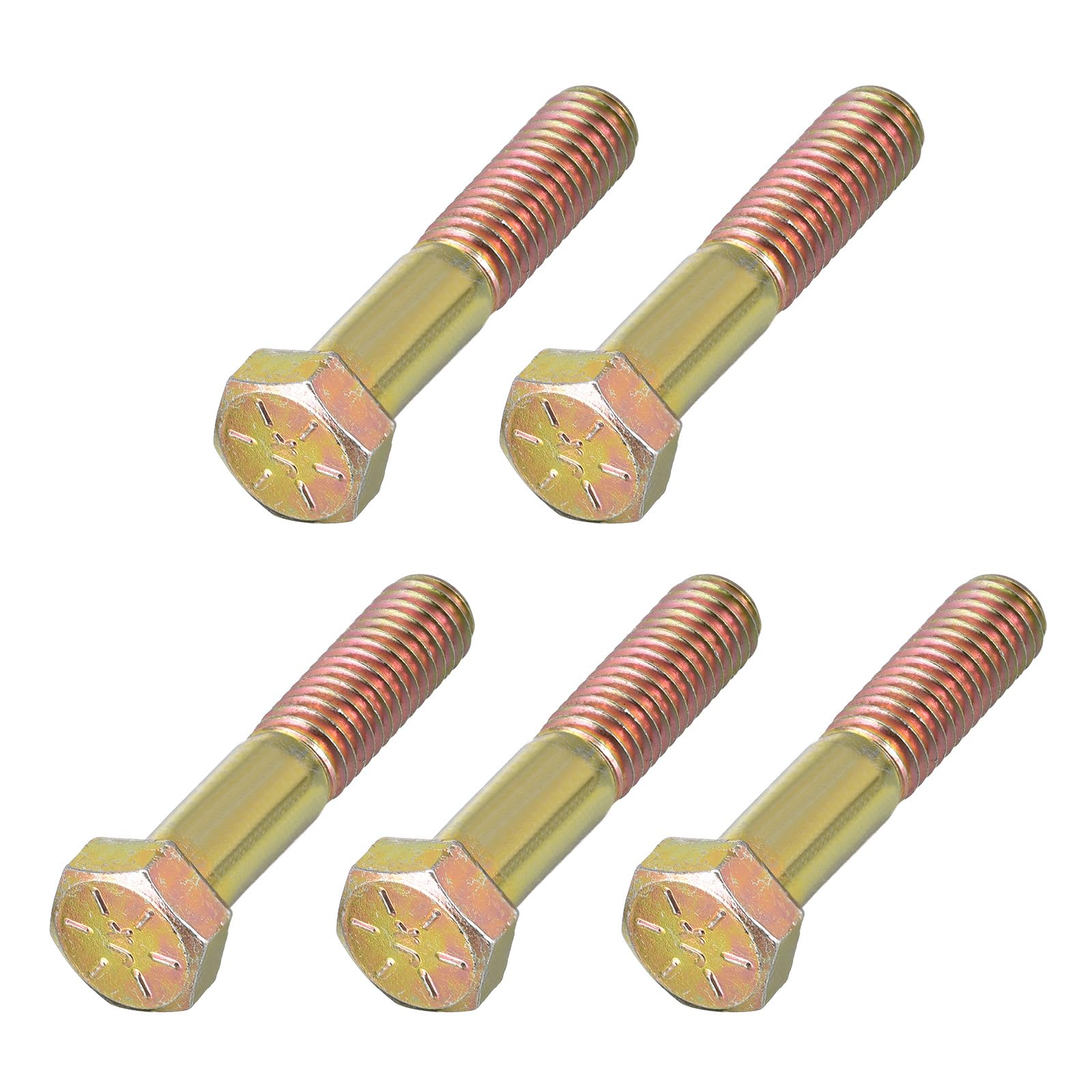 METALLIXITY Hex Bolts (3/8-16x2") 5Pcs, Carbon Steel Zinc Plated Half Threaded UNC Hex Head Screw Bolt Machine Screws