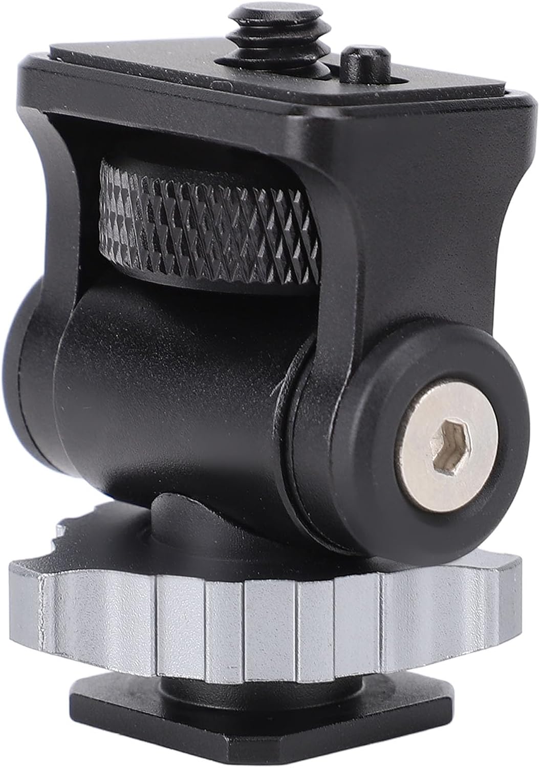 Camera Display Mount with Cold Shoe, 360° Tilt Adjustable Hex Wrench Tension CNC Aluminum Alloy Mount with Silicone Pads for Flash Light Microphone LED Light