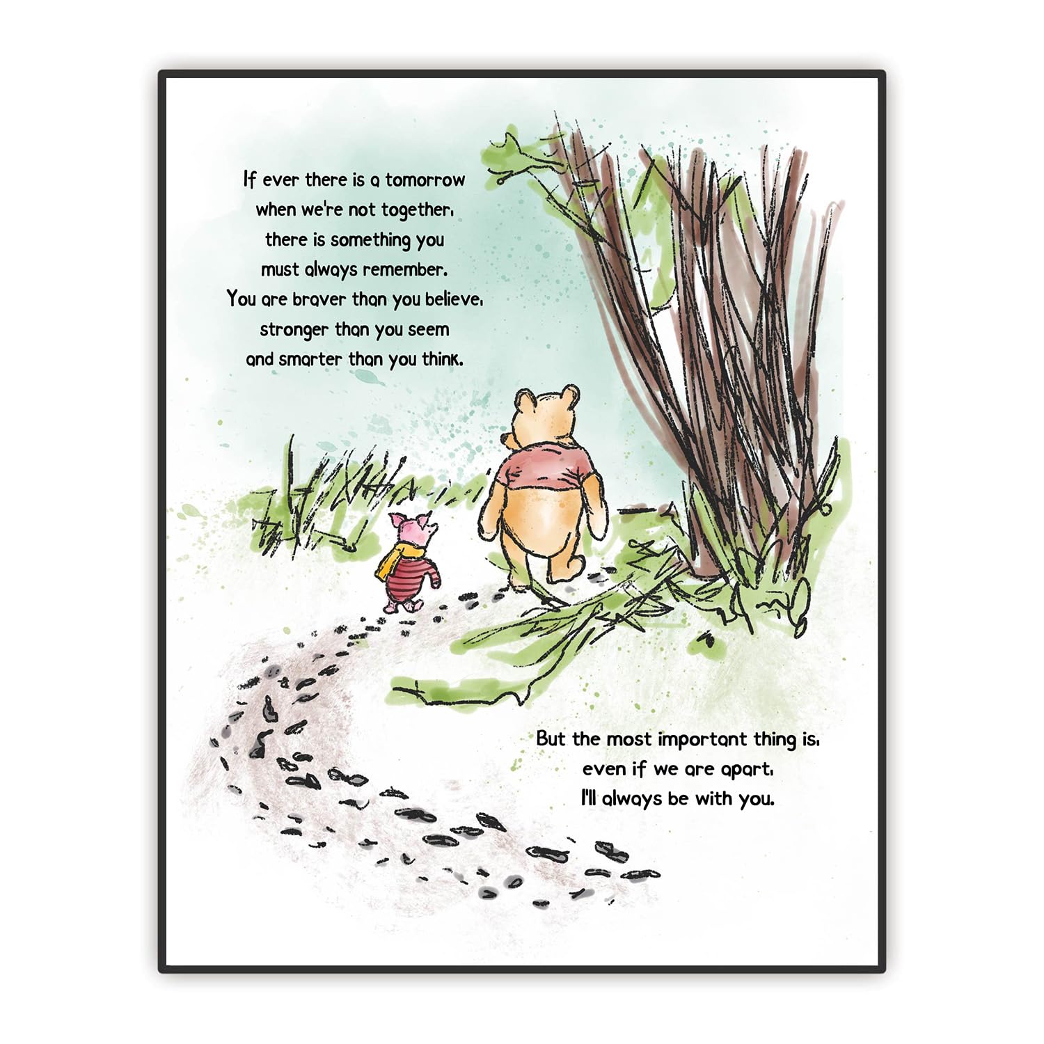 Winnie Wall Art, If Ever There Is A Tomorrow, Nursery Wall Decor, A. A. Milne the Pooh Quote Classic Poster, Encouragement Gift for Kids (Unframed Print 8"x10")