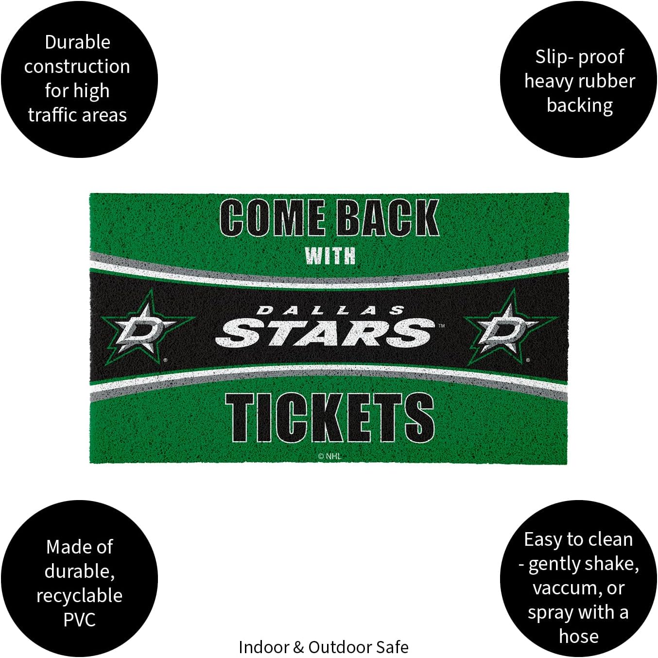Team Sports America NHL Dallas Stars | Indoor and Outdoor Entryway | 28 x 16 Inches | Non Slip Back | Welcome Floor Mats | Muddy Dog Paws | Front Door Entrance Home Décor