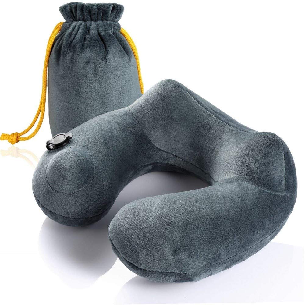 KXCFCYS Reisekissen Luxuriös weiches, aufblasbares Nackenkissen - kompakt und leicht zum Schlafen im Flugzeug, Auto und Zug - Tragetasche - weiches und ergonomisches Design in Einheitsgröße