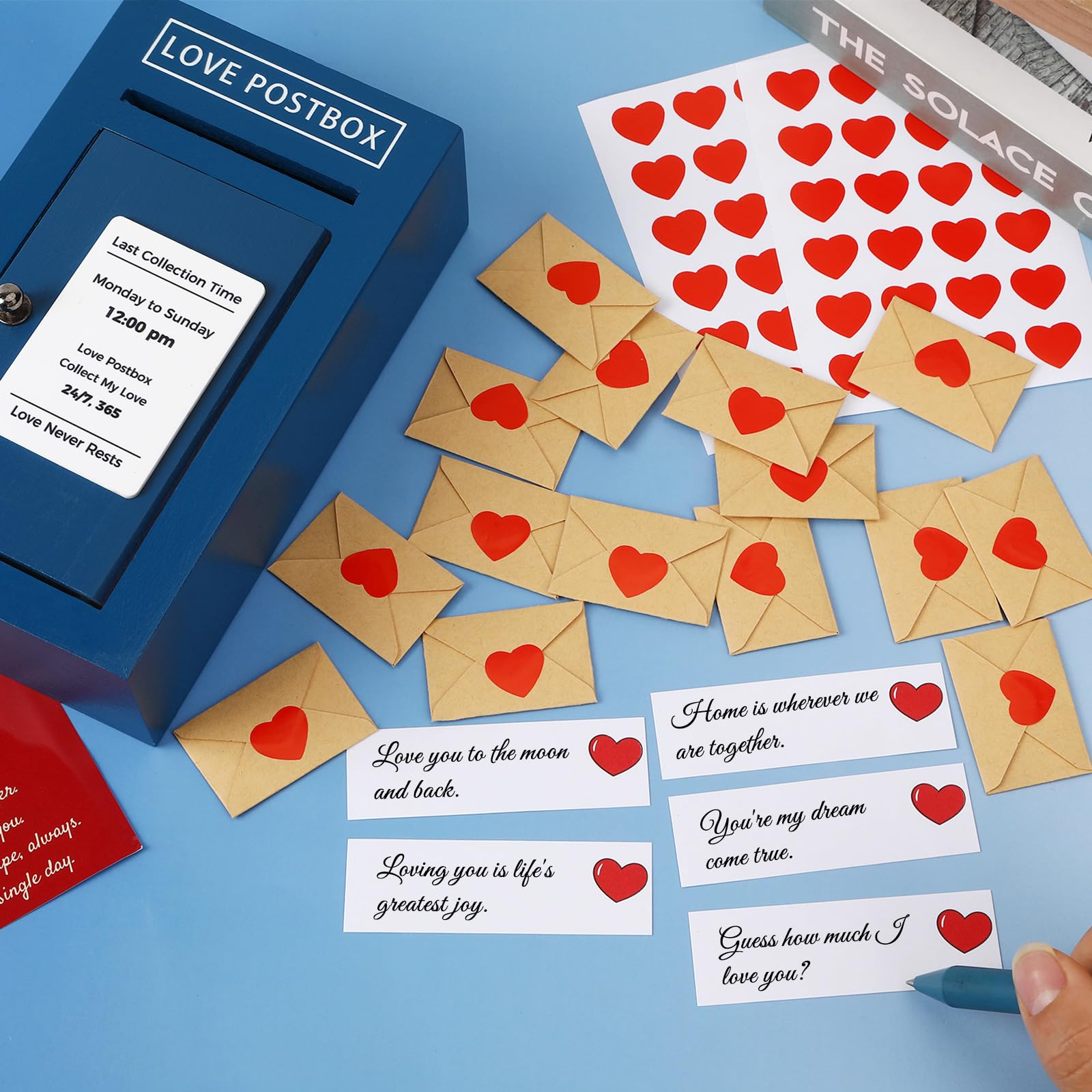 JULEASEL Romantic Love Postbox with 50 Mini Love Notes and